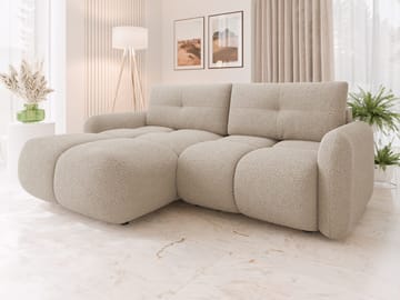 Durven 3-istuttava vasemmanpuoleinen vuodesohva säilytystilalla bouclé-kangasta - Beige - Huonekalut - Sohva - Vuodesohva