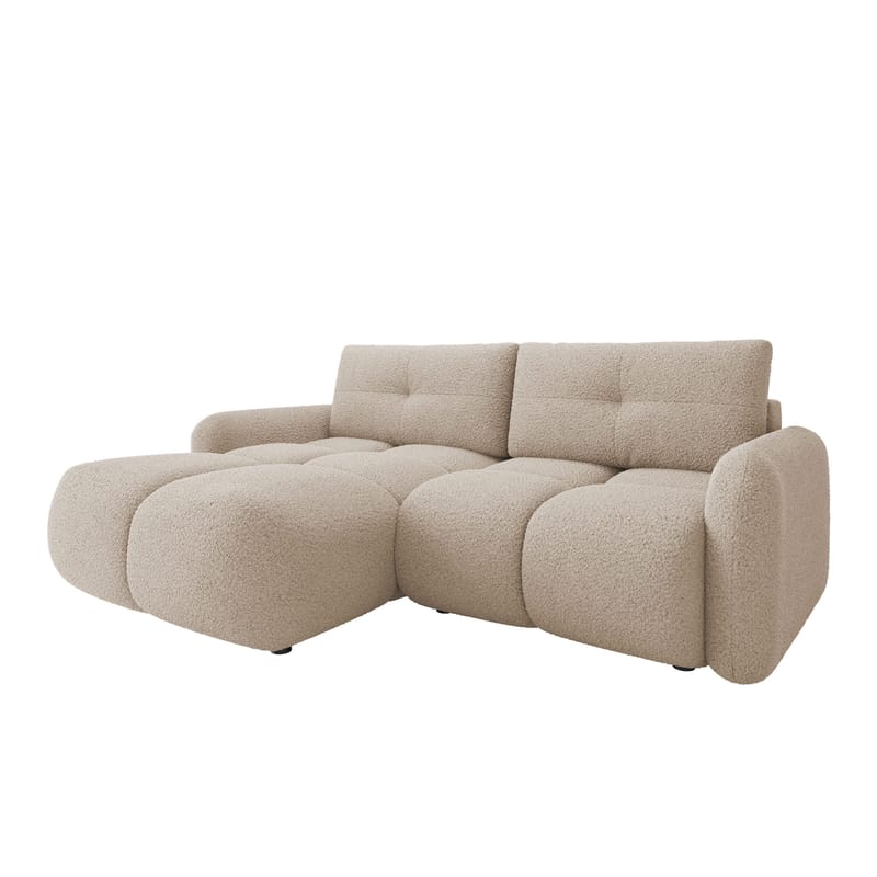 Durven 3-istuttava vasemmanpuoleinen vuodesohva säilytystilalla bouclé-kangasta, Beige