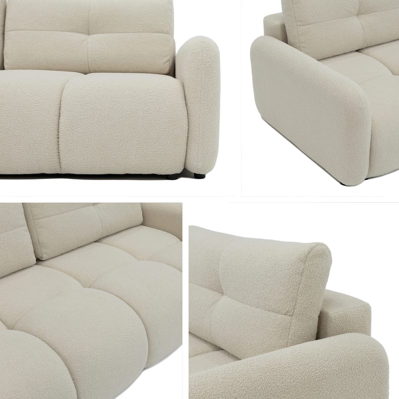 Durven 3-istuttava vuodesohva 160x200 cm säilytystilalla bouclé-kangasta - Beige - Huonekalut - Sohva - Vuodesohva - 3 istuttava vuodesohva