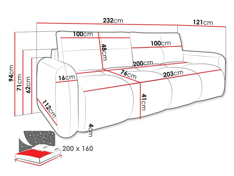 Durven Vuodesohva 3istuttava - Harmaa - Huonekalut - Sohva - Vuodesohva - 3 istuttava vuodesohva