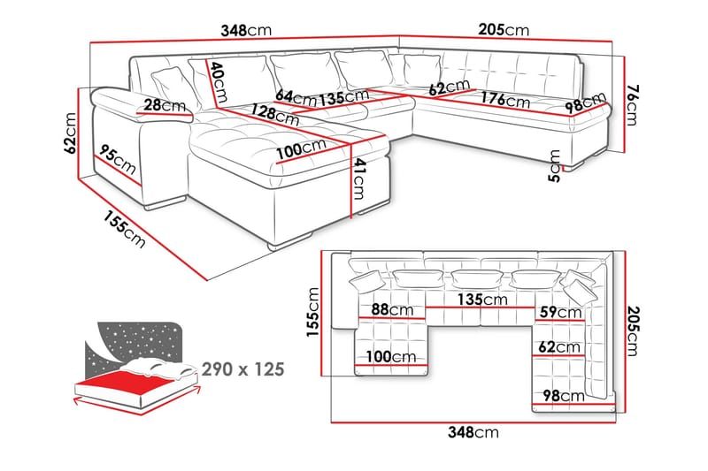 Dynir 4-Paikkainen Vuodesohva Sohvalla Ja Leposohvalla - Vihreä - Huonekalut - Sohva - Vuodesohva