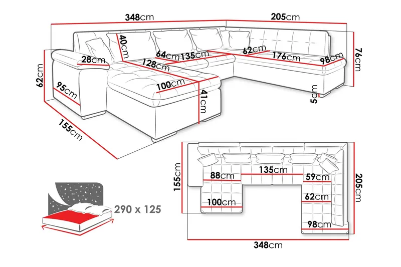 Dynir 4-Paikkainen Vuodesohva Sohvalla Ja Leposohvalla - Vihreä - Huonekalut - Sohva - Vuodesohva