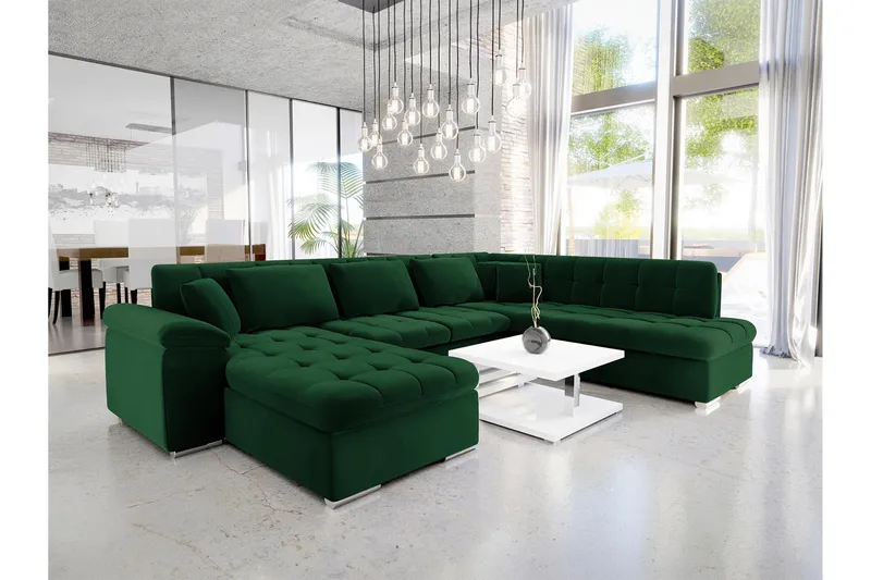 Dynir 4-Paikkainen Vuodesohva Sohvalla Ja Leposohvalla, Vihreä