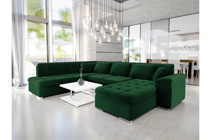 Dynir 5-Paikkainen Vuodesohva Sohvalla Ja Leposohvalla, Vihreä
