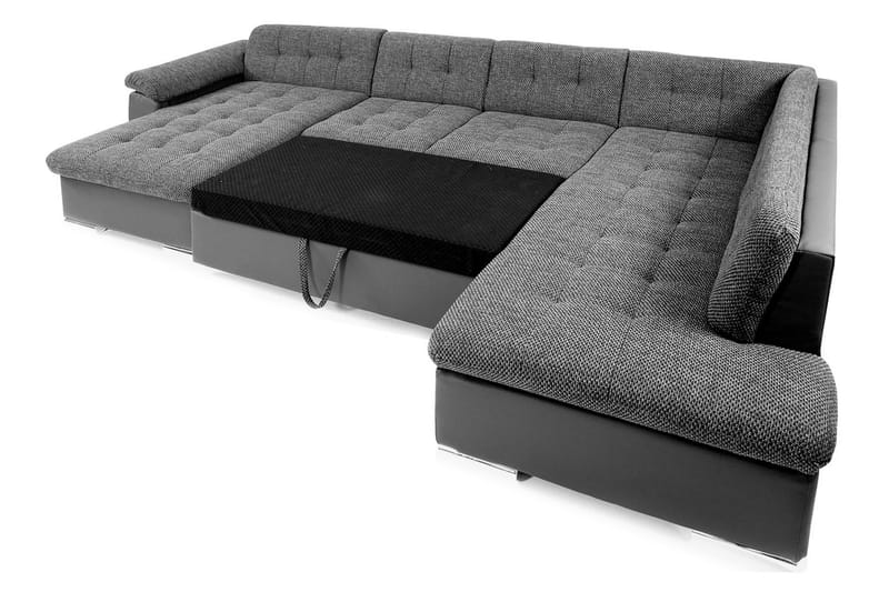 Dynir oikeakätinen u-mallinen vuodesohva 125x290 cm säilytyksellä samettia - Vihreä - Huonekalut - Sohva - Vuodesohva