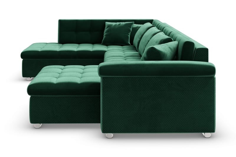 Dynir oikeakätinen u-mallinen vuodesohva 125x290 cm säilytyksellä samettia - Vihreä - Huonekalut - Sohva - Vuodesohva