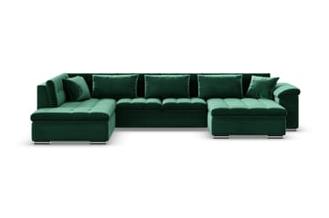 Dynir oikeakätinen u-mallinen vuodesohva 125x290 cm säilytyksellä samettia - Vihreä - Huonekalut - Sohva - Vuodesohva