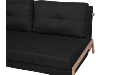 Edland 2-istuttava suorakaiteen muotoinen vuodesohva taitettava 152 cm kangasta puujaloilla - Musta - Huonekalut - Sohva - Vuodesohva - Futon - Futon sohva