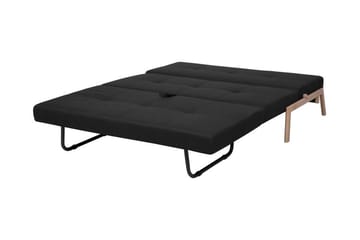 Edland 2-istuttava suorakaiteen muotoinen vuodesohva taitettava 152 cm kangasta puujaloilla - Musta - Huonekalut - Sohva - Vuodesohva - Futon - Futon sohva