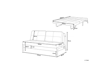 Edland 2-istuttava suorakaiteen muotoinen vuodesohva taitettava 152 cm kangasta puujaloilla - Musta - Huonekalut - Sohva - Vuodesohva - Futon - Futon sohva