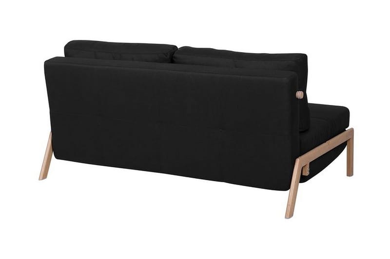 Edland 2-istuttava suorakaiteen muotoinen vuodesohva taitettava 152 cm kangasta puujaloilla - Musta - Huonekalut - Sohva - Vuodesohva - Futon - Futon sohva