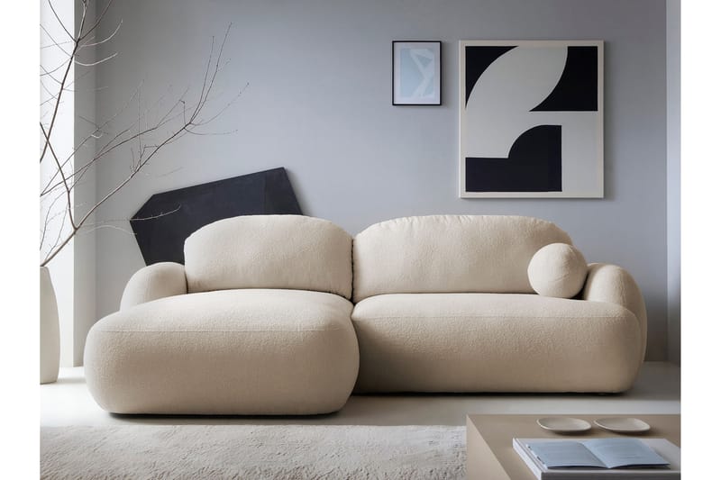 Efrem Vuodesohva Divaanilla 3-istuttava Bouclé - Beige - Huonekalut - Sohva - Vuodesohva