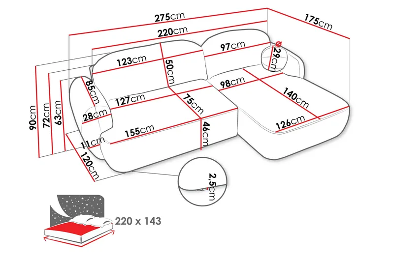 Efrem Vuodesohva Divaanilla 3-istuttava Bouclé - Beige - Huonekalut - Sohva - Vuodesohva