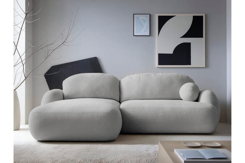 Efrem Vuodesohva Divaanilla 3-istuttava Bouclé - Vaaleanharmaa - Huonekalut - Sohva - Vuodesohva