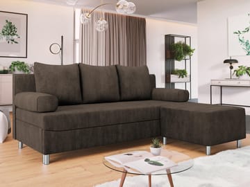 Eifion 3-istuttava vuodesohva oikeanpuoleisella divaanilla - tummanruskea - Huonekalut - Sohva - Vuodesohva
