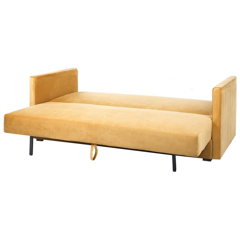 Eksjo 3-istuttava vuodesohva 146x203 cm säilytystilalla samettia - Keltainen - Huonekalut - Sohva - Vuodesohva - 3 istuttava vuodesohva