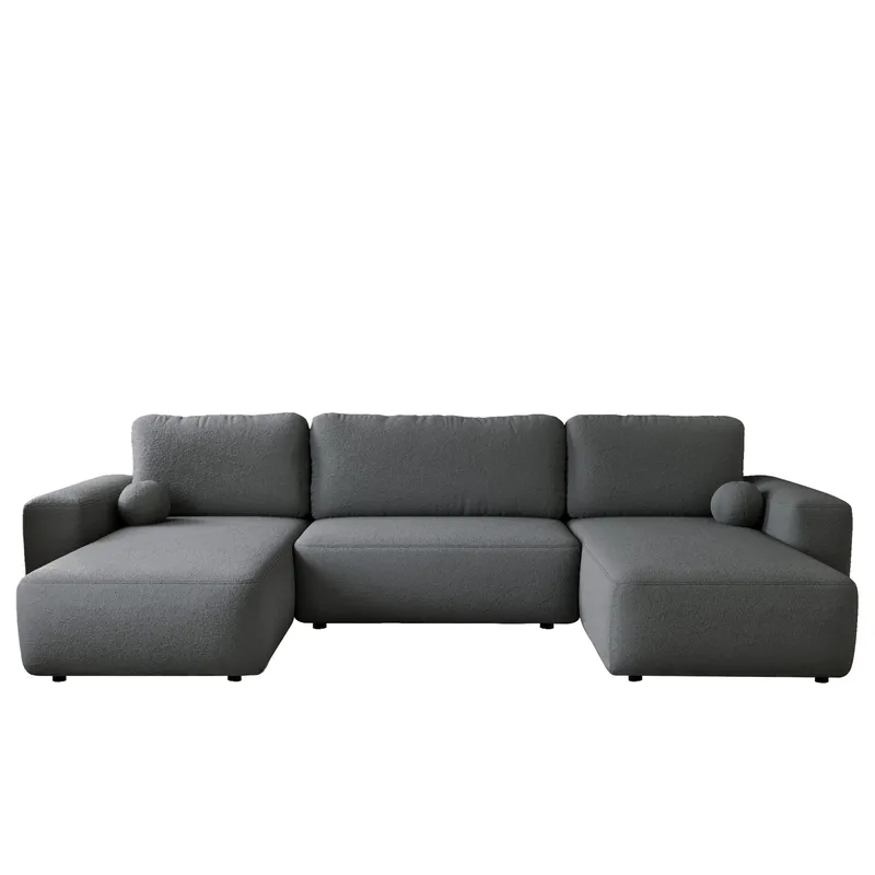 Elvior 5-istuttava U-muotoinen vuodesohva kaksidivaanilla - harmaa - Huonekalut - Sohva - Vuodesohva