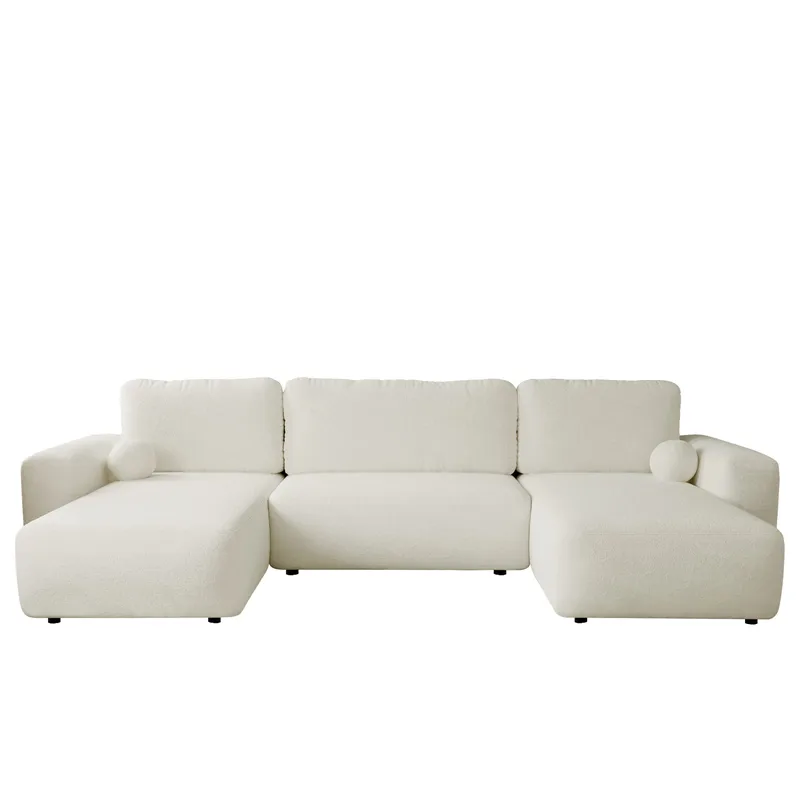 Elvior 5-istuttava U-muotoinen vuodesohva kaksidivaanilla - valkoinen - Huonekalut - Sohva - Vuodesohva