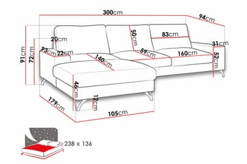 Emet Vuodesohva divaanilla 3-istuttava - Beige - Huonekalut - Sohva - Vuodesohva