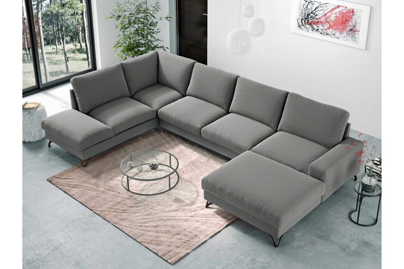 Emet Vuodesohva divaanilla ja lepotuoliosalla 5-istuttava - Beige - Huonekalut - Sohva - Vuodesohva