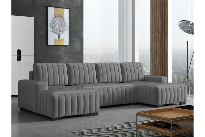 Esher Vuodesohva Tuplalevon 4-istuttava Plyysi - Tummanharmaa - Huonekalut - Sohva - Vuodesohva