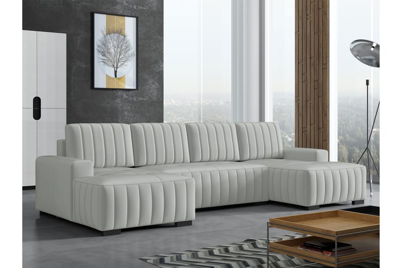 Esher Vuodesohva Tuplalevon 4-istuttava Plyysi - Harmaa - Huonekalut - Sohva - Vuodesohva