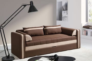 Euforia 3-istuttava vuodesohva 140x188 cm säilytystilalla, kangas - Ruskea - Huonekalut - Sohva - Vuodesohva - 3 istuttava vuodesohva
