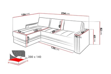 Euforia Divaanivuodesohva 234x156x82 cm - Huonekalut - Sohva - Vuodesohva