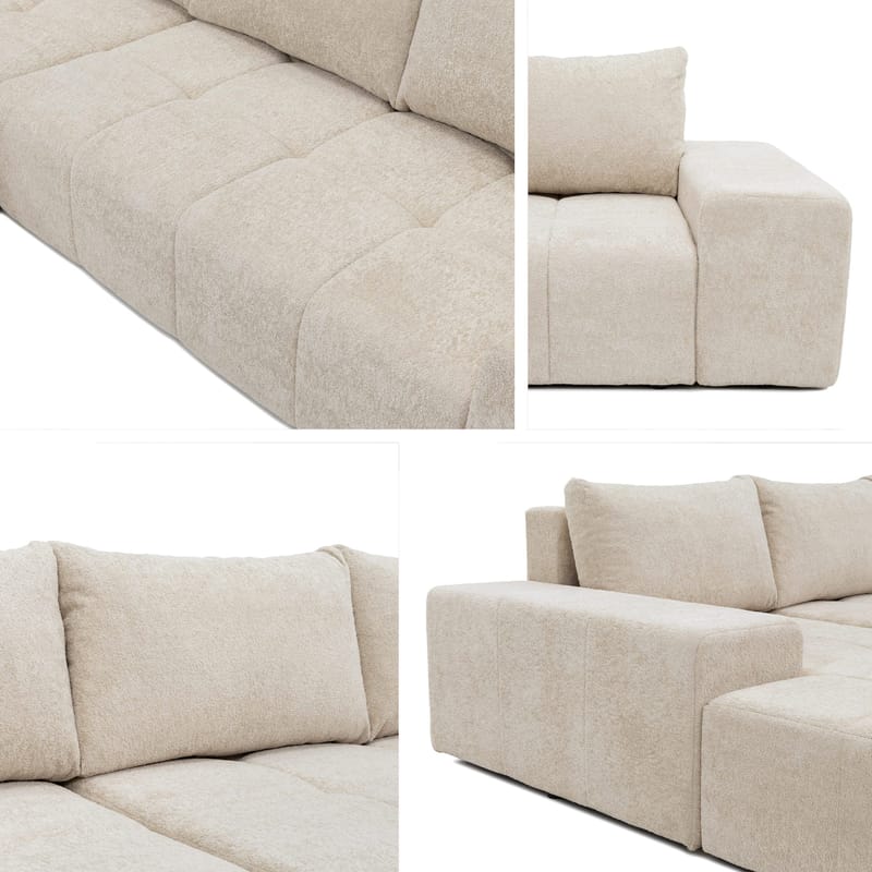Falor 3:n istuttava vuodesohva divaanilla, oikeakätinen - Beige - Huonekalut - Sohva - Vuodesohva