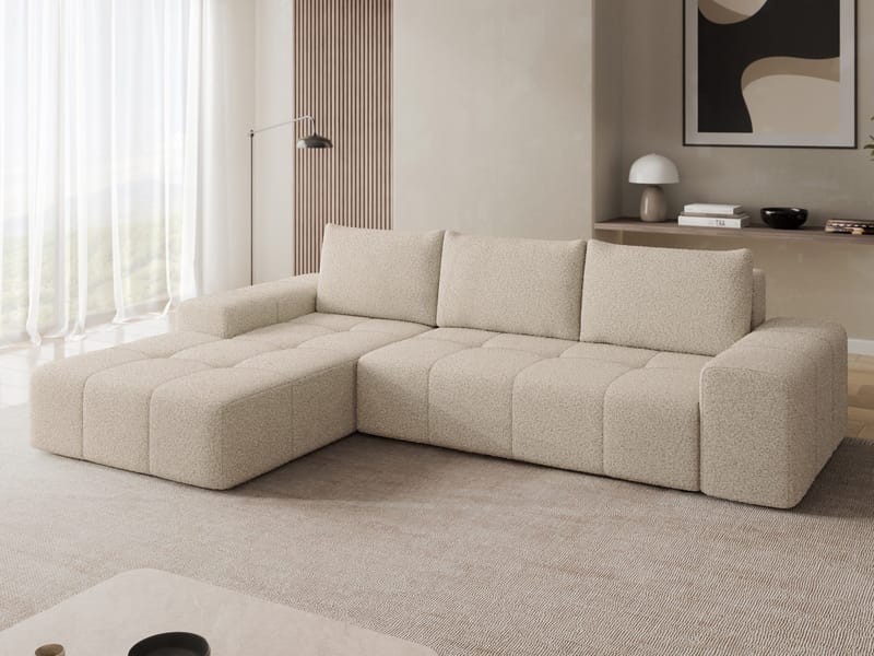 Falor 3:n istuttava vuodesohva divaanilla, vasenkätinen - Beige - Huonekalut - Sohva - Vuodesohva