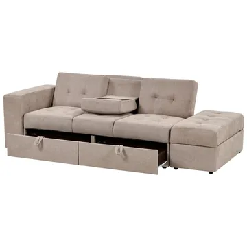 Falster 3-istuttava vuodesohva 90x150 cm säilytystilalla kankaalla - Beige - Huonekalut - Sohva - Vuodesohva - 3 istuttava vuodesohva