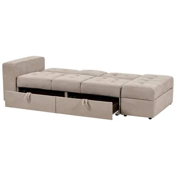Falster 3-istuttava vuodesohva 90x150 cm säilytystilalla kankaalla - Beige - Huonekalut - Sohva - Vuodesohva - 3 istuttava vuodesohva