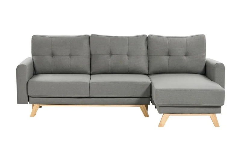 Faustin Kulmavuodesohva 3-istuttava, Harmaa/Vaalea puu