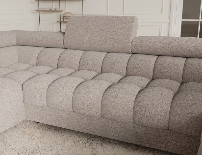 Fectory 6-istuttava Bubblig-kulmasohva, vuodemekanismilla, ki ja säilytystila, vasen - Royal 18 - Huonekalut - Sohva - Vuodesohva