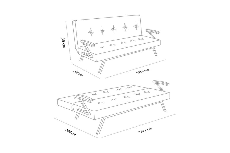Fennor Vuodesohva 3-sits - Musta - Huonekalut - Sohva - Vuodesohva - 3 istuttava vuodesohva