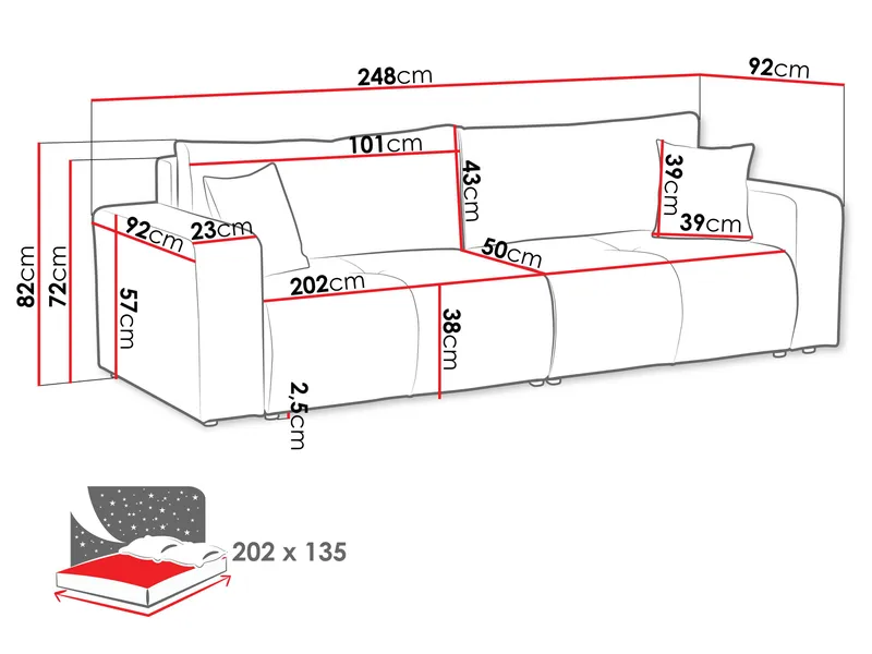 Flo Vuodesohva 3istuttava - Valkoinen - Huonekalut - Sohva - Vuodesohva - 3 istuttava vuodesohva