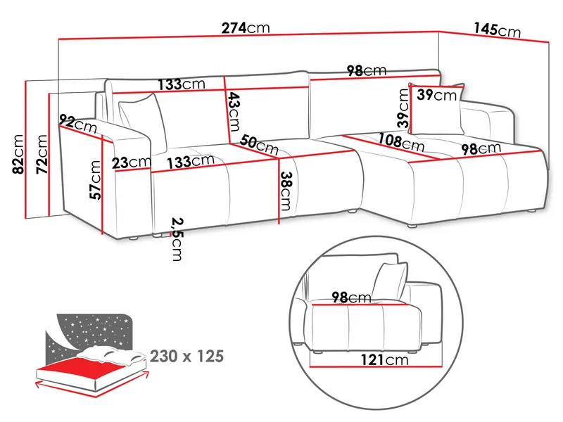Flo Vuodesohva divaanilla 3istuttava - Beige - Huonekalut - Sohva - Vuodesohva