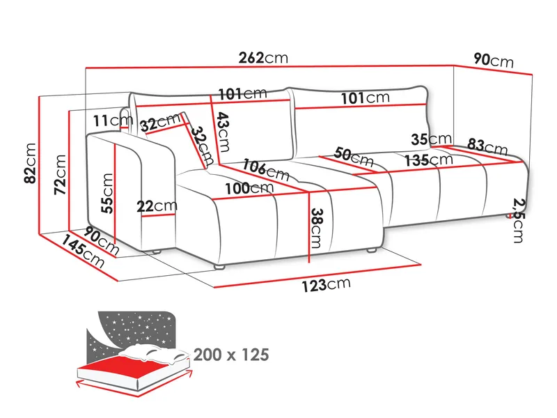 Flo Vuodesohva divaanilla 4istuttava - Valkoinen - Huonekalut - Sohva - Vuodesohva