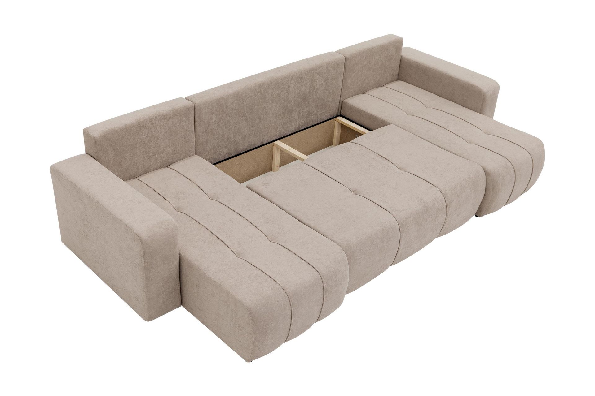 Flo Vuodesohva Tupladivaanilla 4-istuttava Plyysi - Beige - Huonekalut - Sohva - Vuodesohva