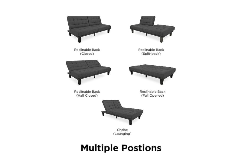 Futon Dexter Harmaa - Dorel Home - Huonekalut - Sohva - Vuodesohva - Futon - Futon sohva
