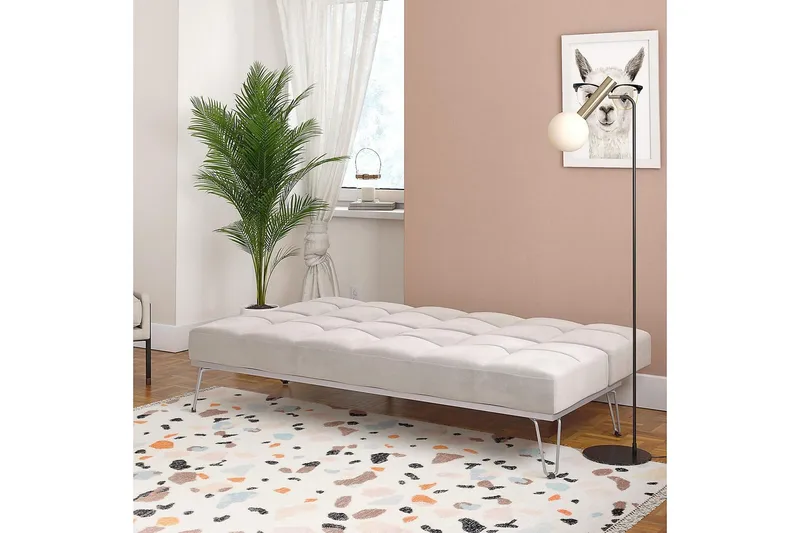 Futon Elle Sametti/Harmaa - Novogratz - Huonekalut - Sohva - Vuodesohva - Futon - Futon sohva