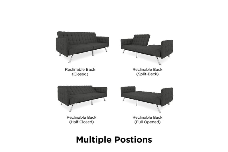 Futon Emily Pellavanharmaa - Dorel Home - Huonekalut - Sohva - Vuodesohva - Futon - Futon sohva