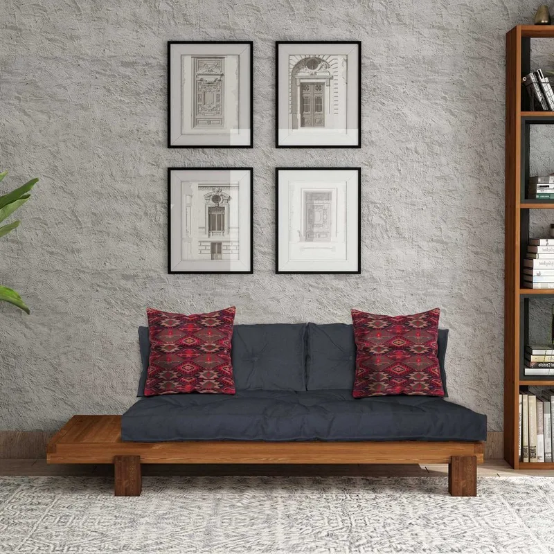 Fynros 2-istuttava Vuodesohva - Luonnonväri/Laivastonsininen - Huonekalut - Sohva - Vuodesohva