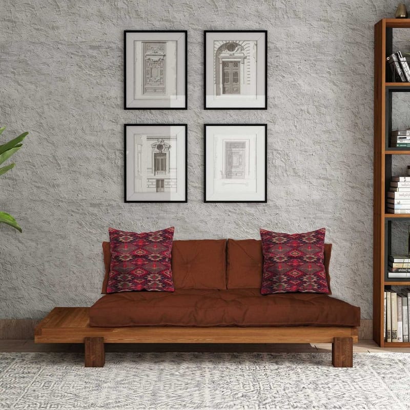 Fynros 2-istuttava Vuodesohva - Tummanpunainen/Luonnonväri - Huonekalut - Sohva - Vuodesohva