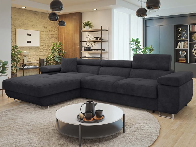 Gabina 3-istuttava vuodesohva divaanilla - musta - Huonekalut - Sohva - Vuodesohva