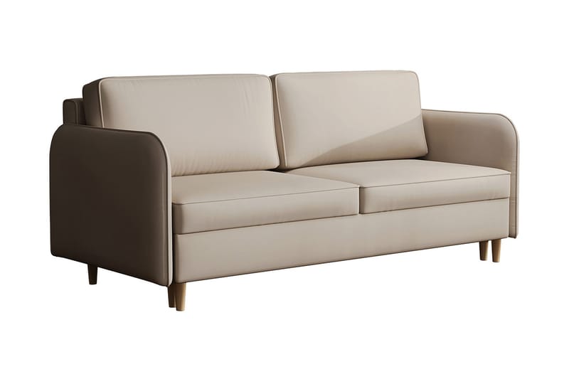 Gaja 2-istuttava vuodesohva pyöristetyt käsinojat kangasta, Beige