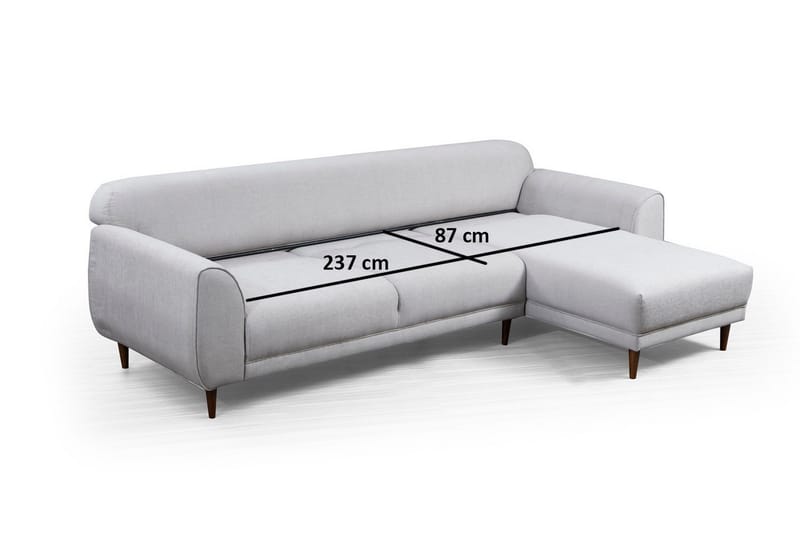 Gajanejos 5-istuttava oikeanpuoleinen l-muotoinen vuodesohva 87x237 cm kangasta - Beige - Huonekalut - Sohva - Vuodesohva