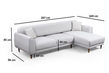Gajanejos 5-istuttava oikeanpuoleinen l-muotoinen vuodesohva 87x237 cm kangasta - Beige - Huonekalut - Sohva - Vuodesohva