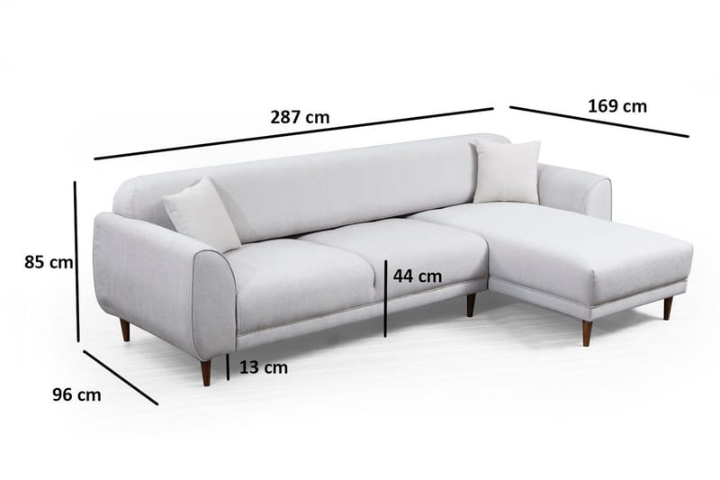 Gajanejos 5-istuttava oikeanpuoleinen l-muotoinen vuodesohva 87x237 cm kangasta - Beige - Huonekalut - Sohva - Vuodesohva