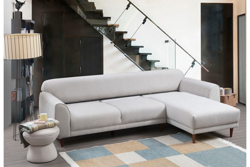 Gajanejos 5-istuttava oikeanpuoleinen l-muotoinen vuodesohva 87x237 cm kangasta - Beige - Huonekalut - Sohva - Vuodesohva